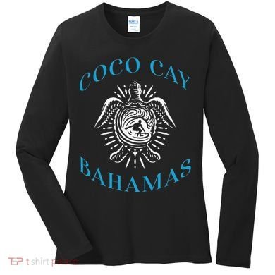 Coco Cay Bahamas Sea Turtle Surfing Vacation Souvenir Women's Long Sleeve Shirt