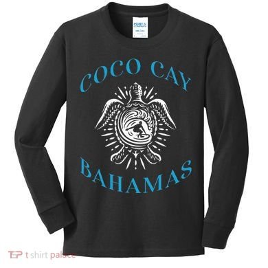 Coco Cay Bahamas Sea Turtle Surfing Vacation Souvenir Kids Long Sleeve Shirt