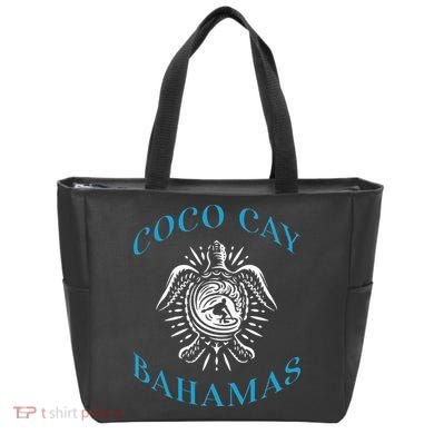 Coco Cay Bahamas Sea Turtle Surfing Vacation Souvenir Tote Bag