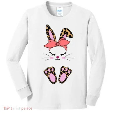 Cute Cheetah Bunny Kids Long Sleeve Shirt