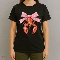 Crawfish Coquette Bow Crawfish Boil Lobster Cajun  T-Shirt thumb 4