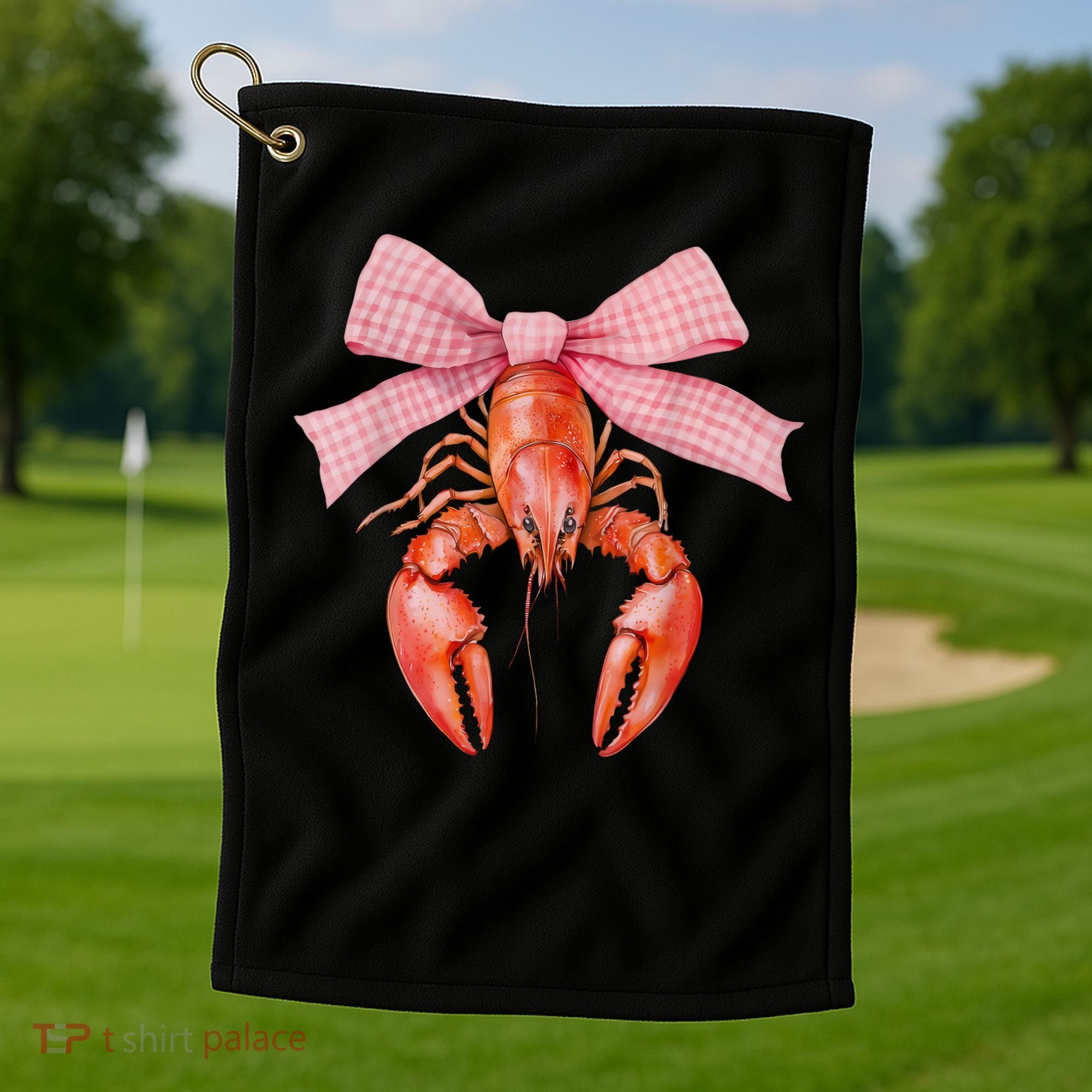 Crawfish Coquette Bow Crawfish Boil Lobster Cajun  Golf Towel