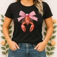 Crawfish Coquette Bow Crawfish Boil Lobster Cajun  Women's T-Shirt thumb 2