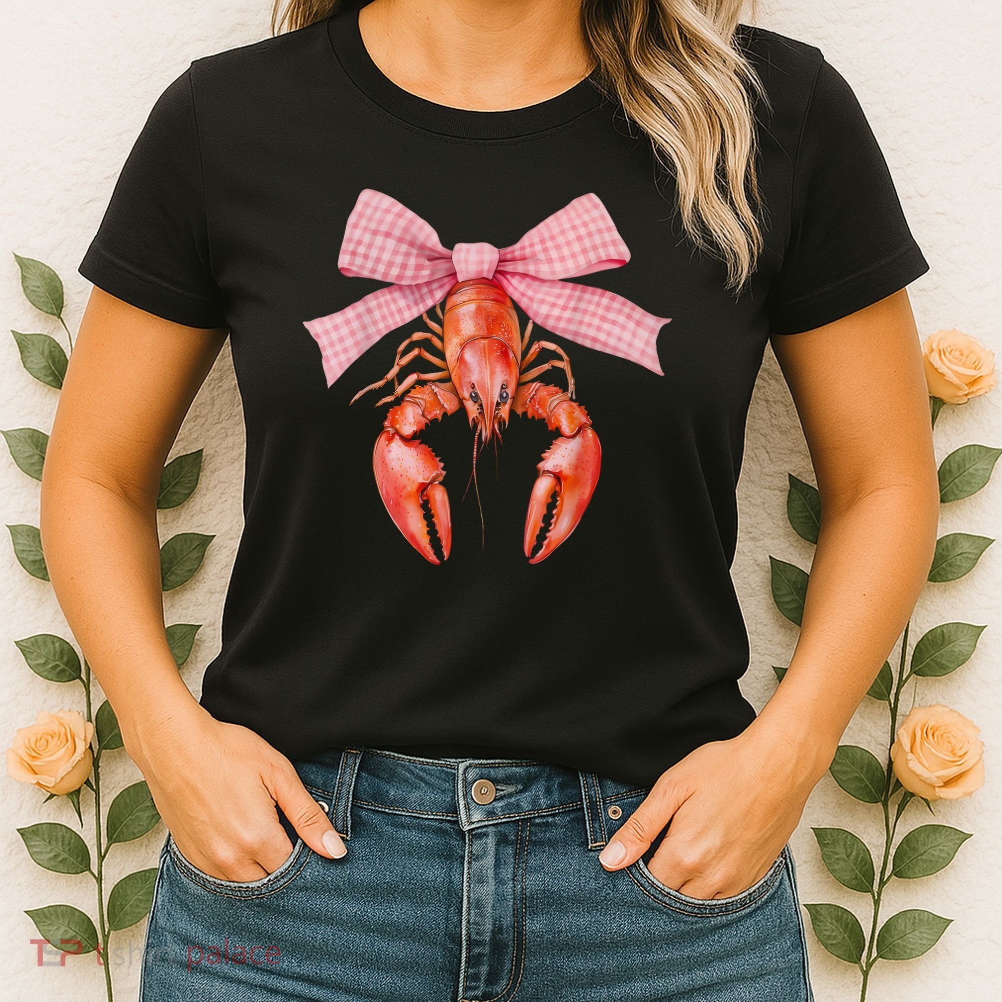 Crawfish Coquette Bow Crawfish Boil Lobster Cajun  Women's T-Shirt