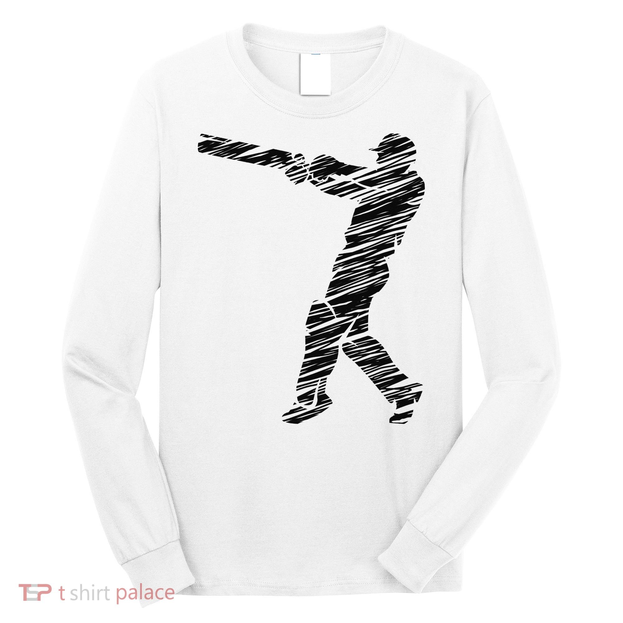 Cricketer Cricketing Bat And Ball Sport Retro Cricket Player Long Sleeve Shirt