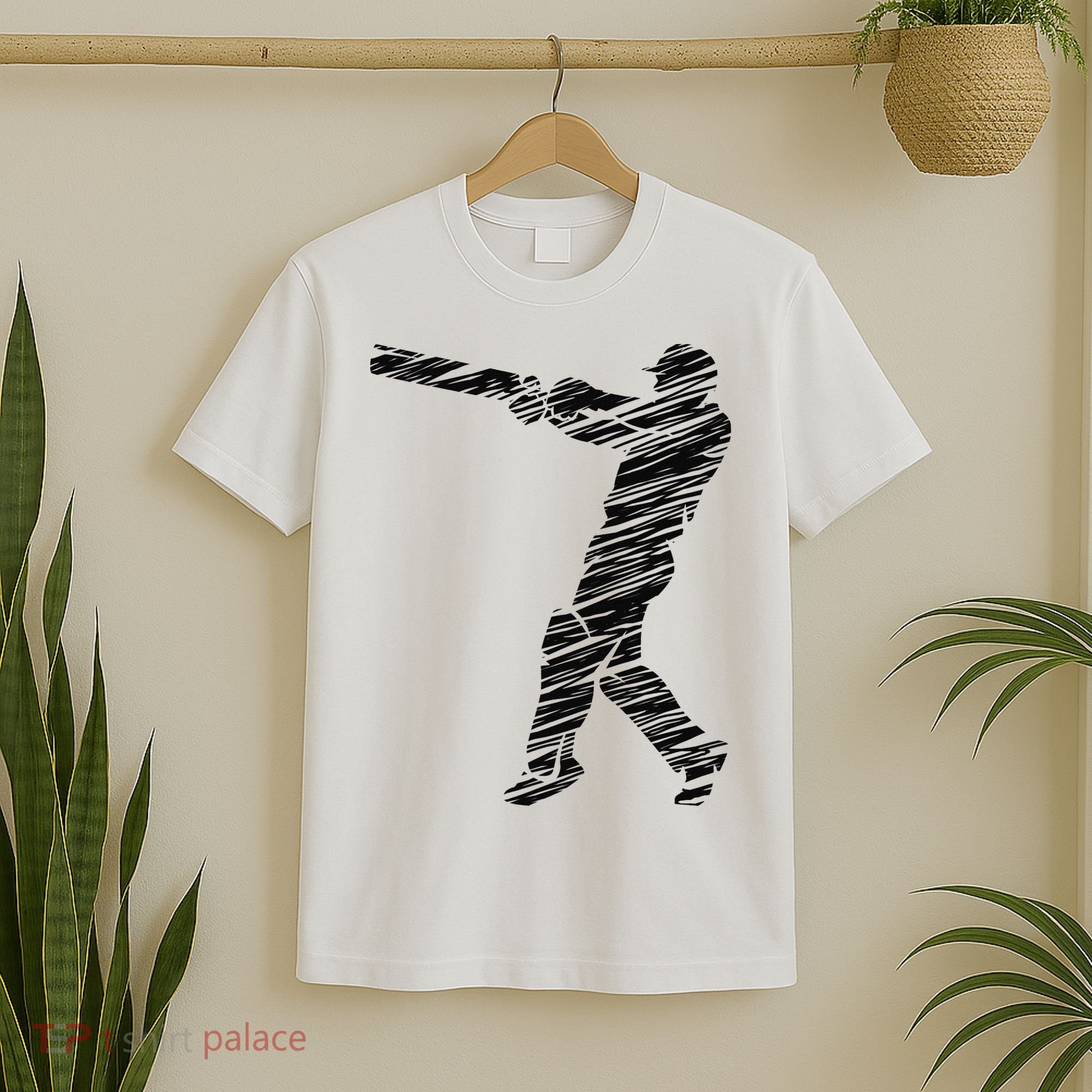 Cricketer Cricketing Bat And Ball Sport Retro Cricket Player T-Shirt