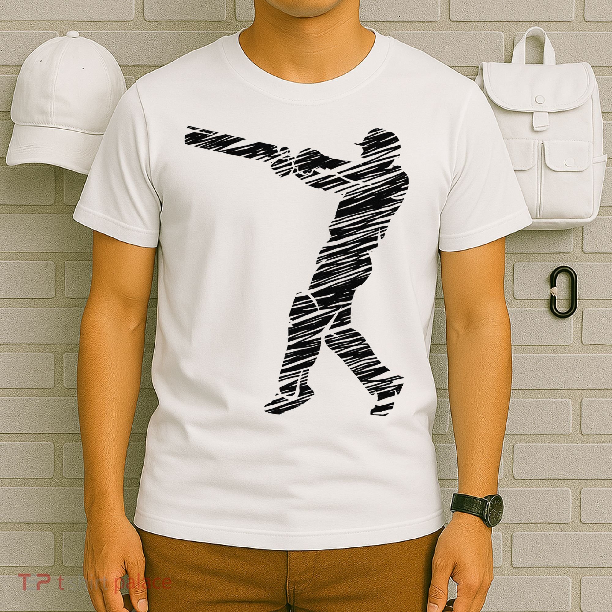 Cricketer Cricketing Bat And Ball Sport Retro Cricket Player T-Shirt