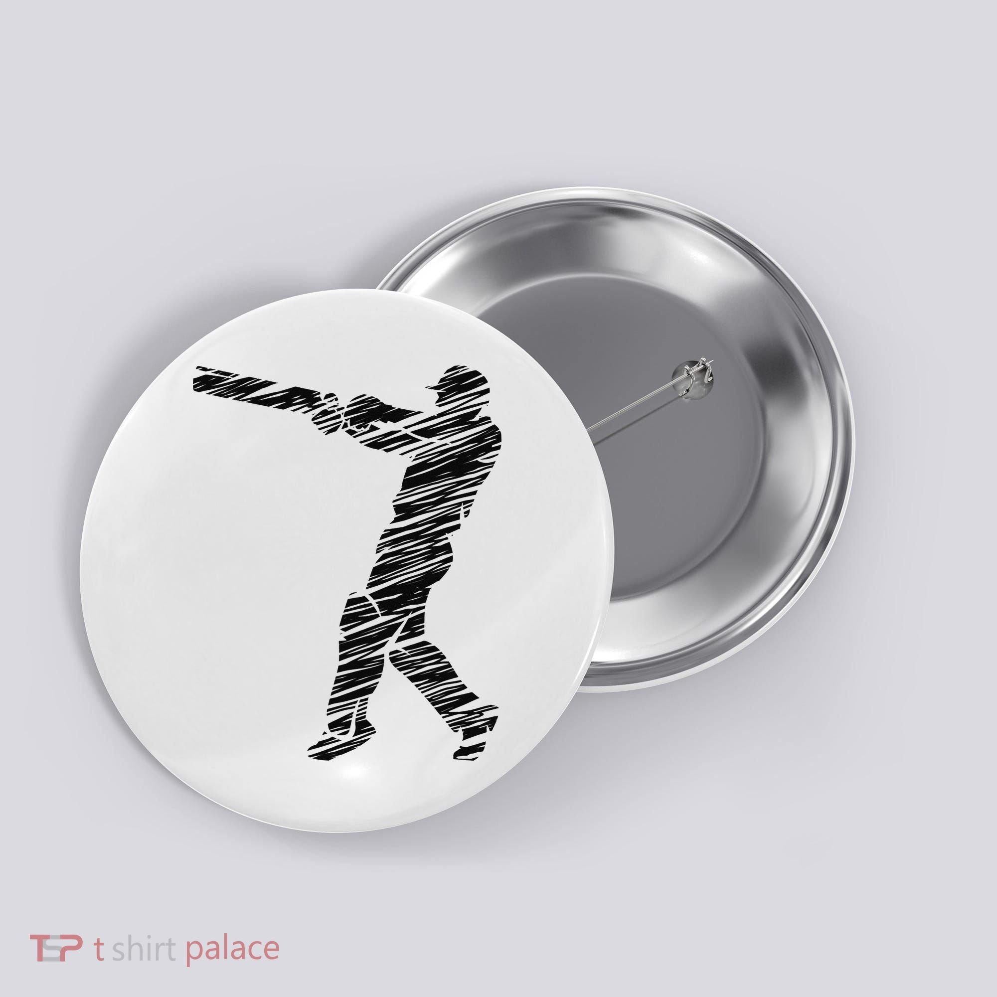 Cricketer Cricketing Bat And Ball Sport Retro Cricket Player Button