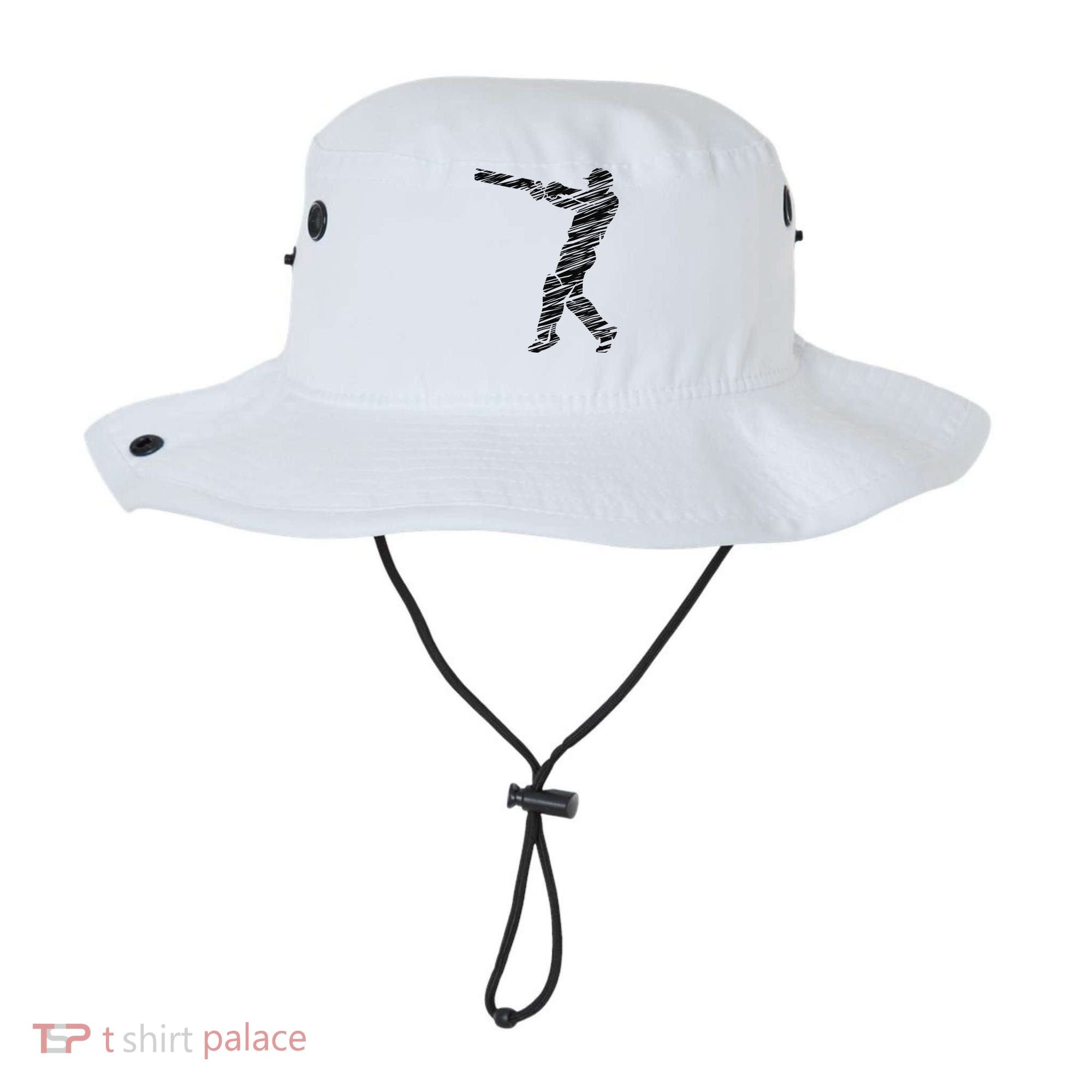 Cricketer Cricketing Bat And Ball Sport Retro Cricket Player Bucket Hat