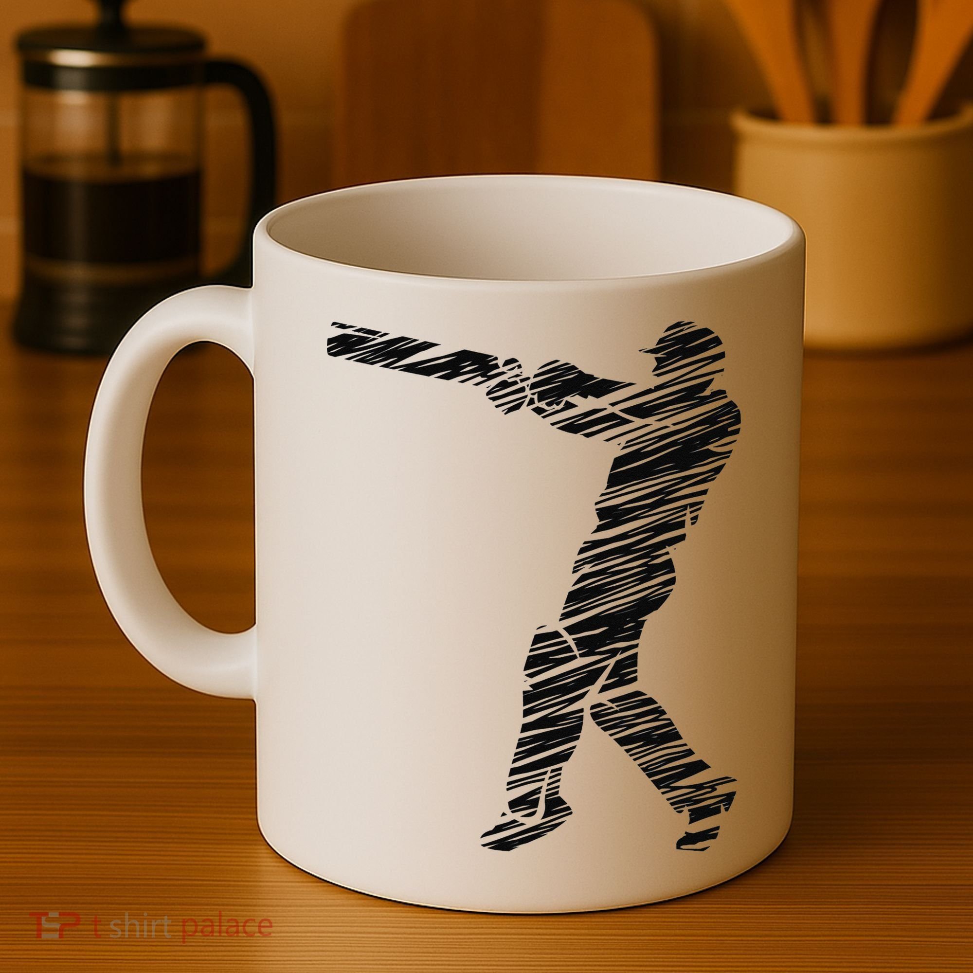 Cricketer Cricketing Bat And Ball Sport Retro Cricket Player Coffee Mug