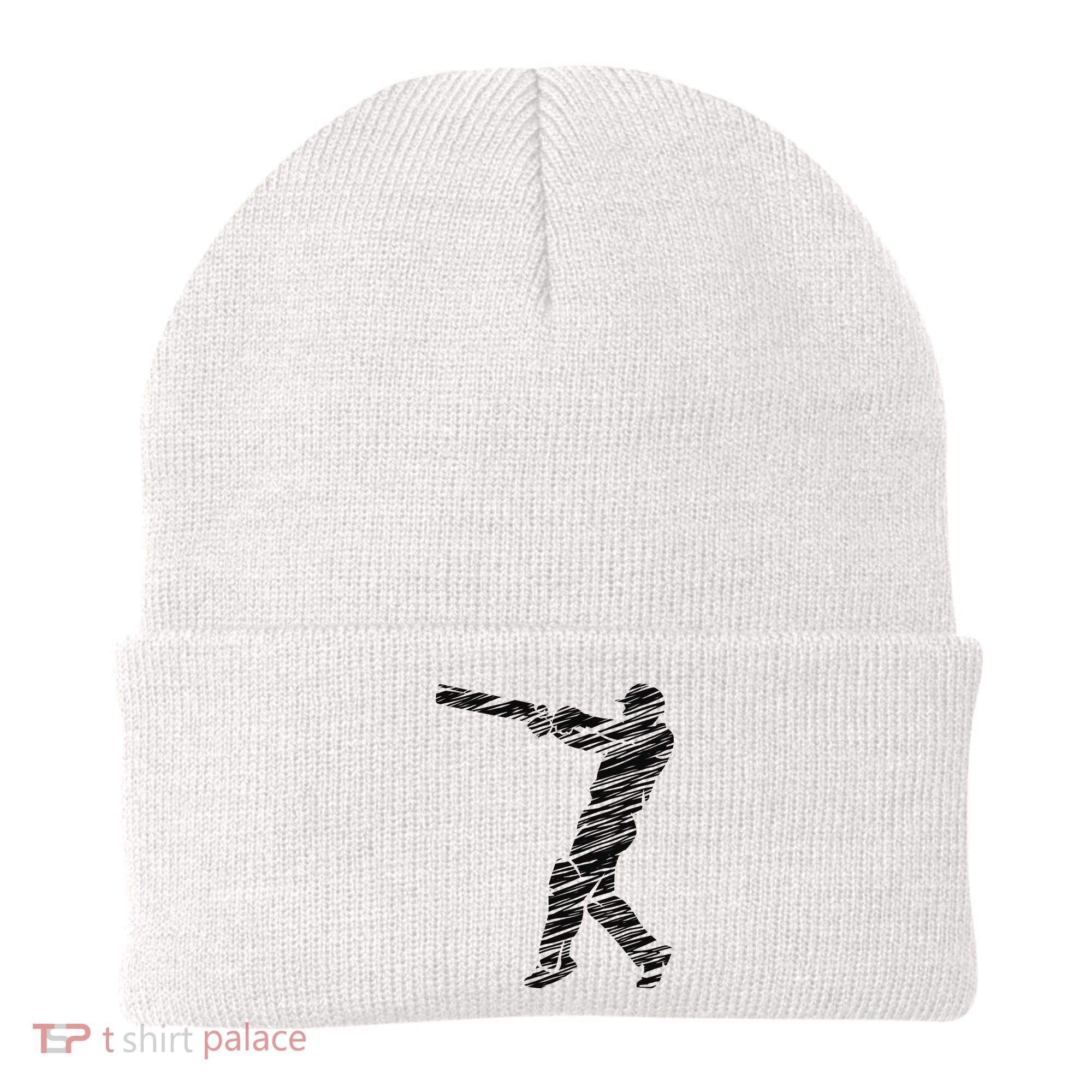 Cricketer Cricketing Bat And Ball Sport Retro Cricket Player Beanie