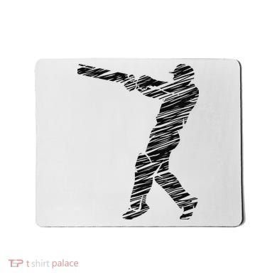 Cricketer Cricketing Bat And Ball Sport Retro Cricket Player Mousepad