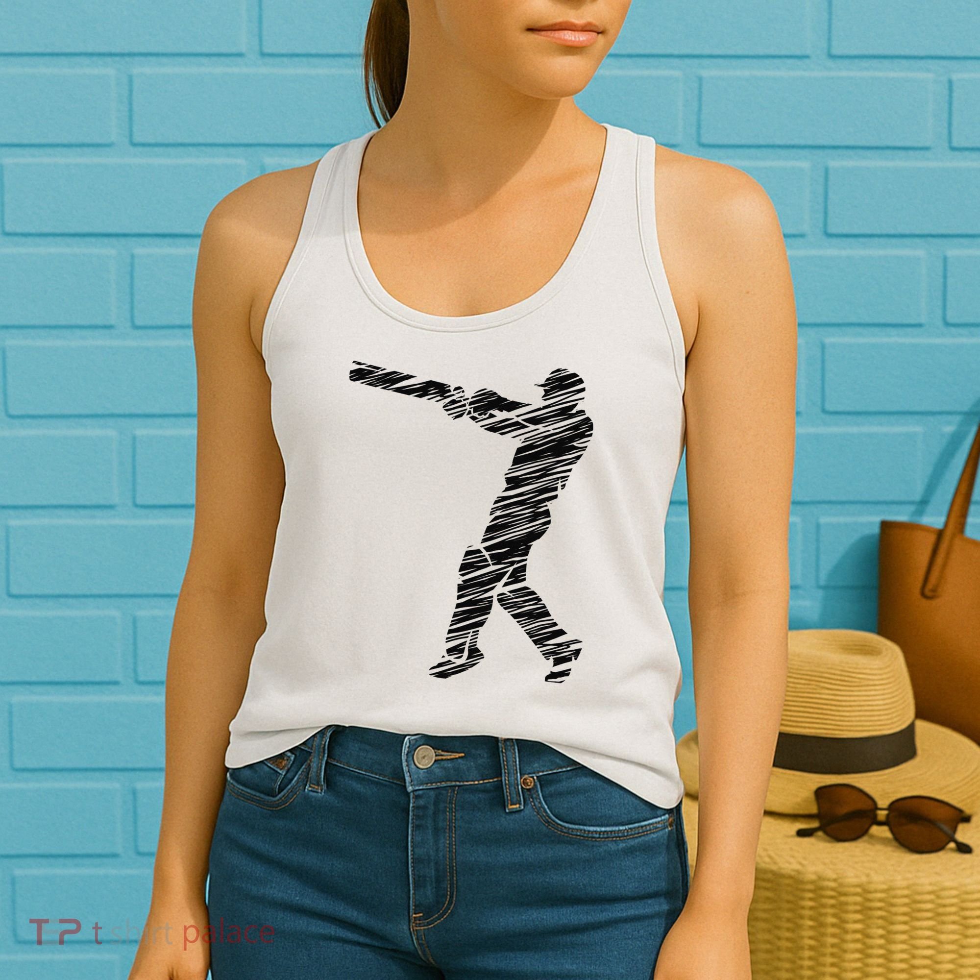 Cricketer Cricketing Bat And Ball Sport Retro Cricket Player Women's Tank Top