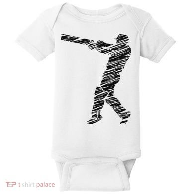 Cricketer Cricketing Bat And Ball Sport Retro Cricket Player Baby Bodysuit