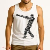 Cricketer Cricketing Bat And Ball Sport Retro Cricket Player Tank Top thumb 3
