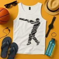 Cricketer Cricketing Bat And Ball Sport Retro Cricket Player Tank Top thumb 4