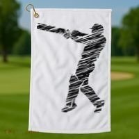 Cricketer Cricketing Bat And Ball Sport Retro Cricket Player Golf Towel thumb 1