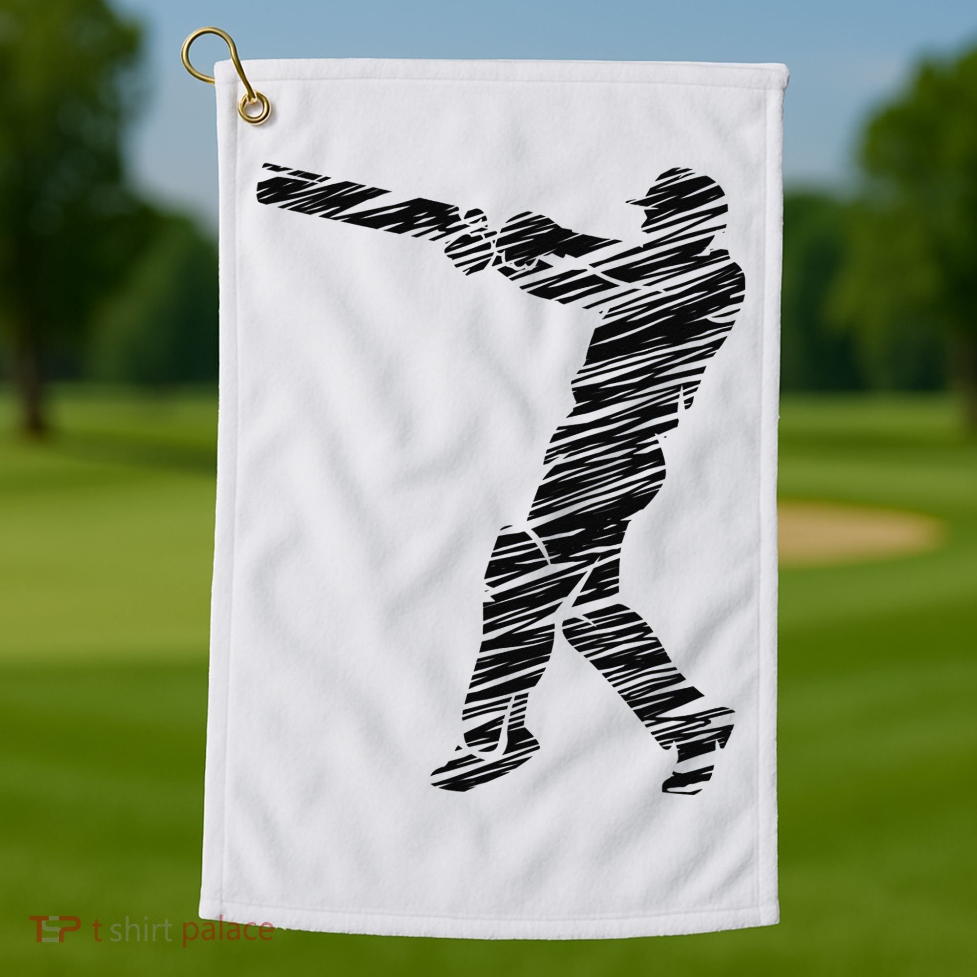 Cricketer Cricketing Bat And Ball Sport Retro Cricket Player Golf Towel