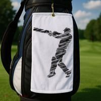 Cricketer Cricketing Bat And Ball Sport Retro Cricket Player Golf Towel thumb 2