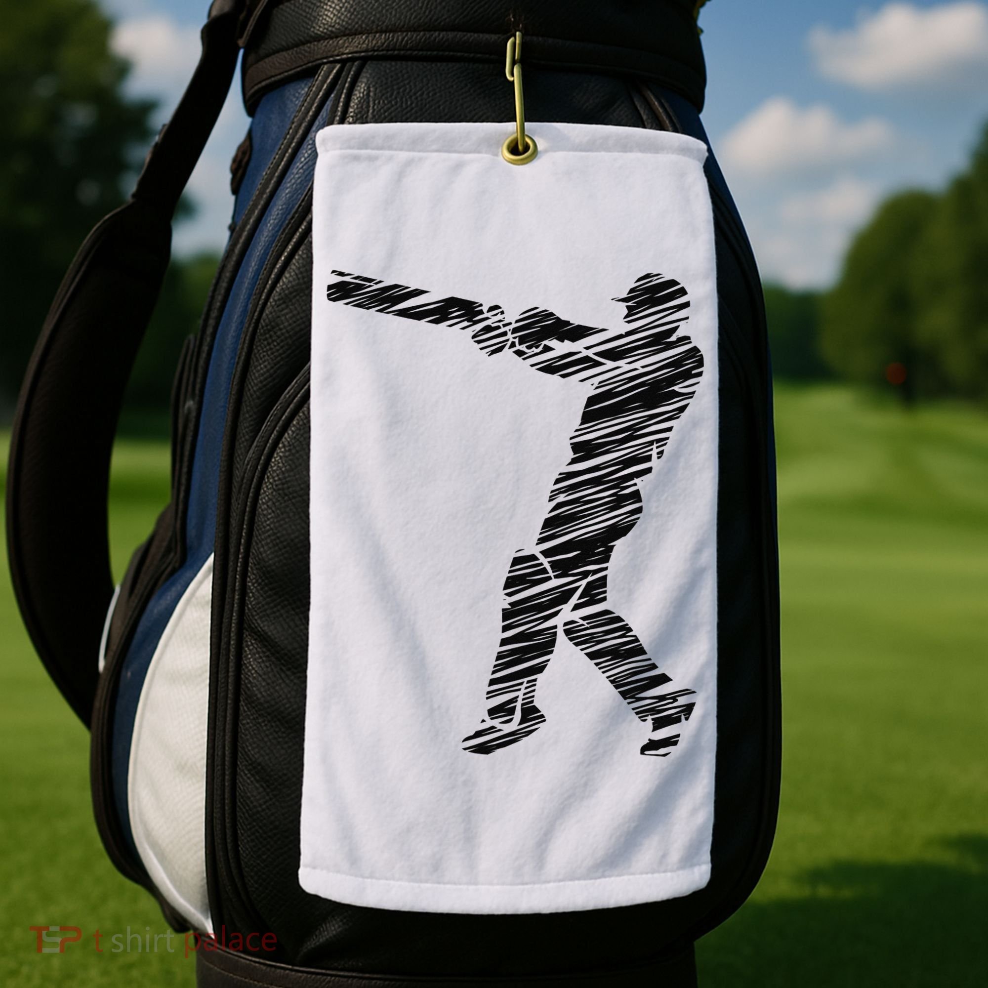 Cricketer Cricketing Bat And Ball Sport Retro Cricket Player Golf Towel