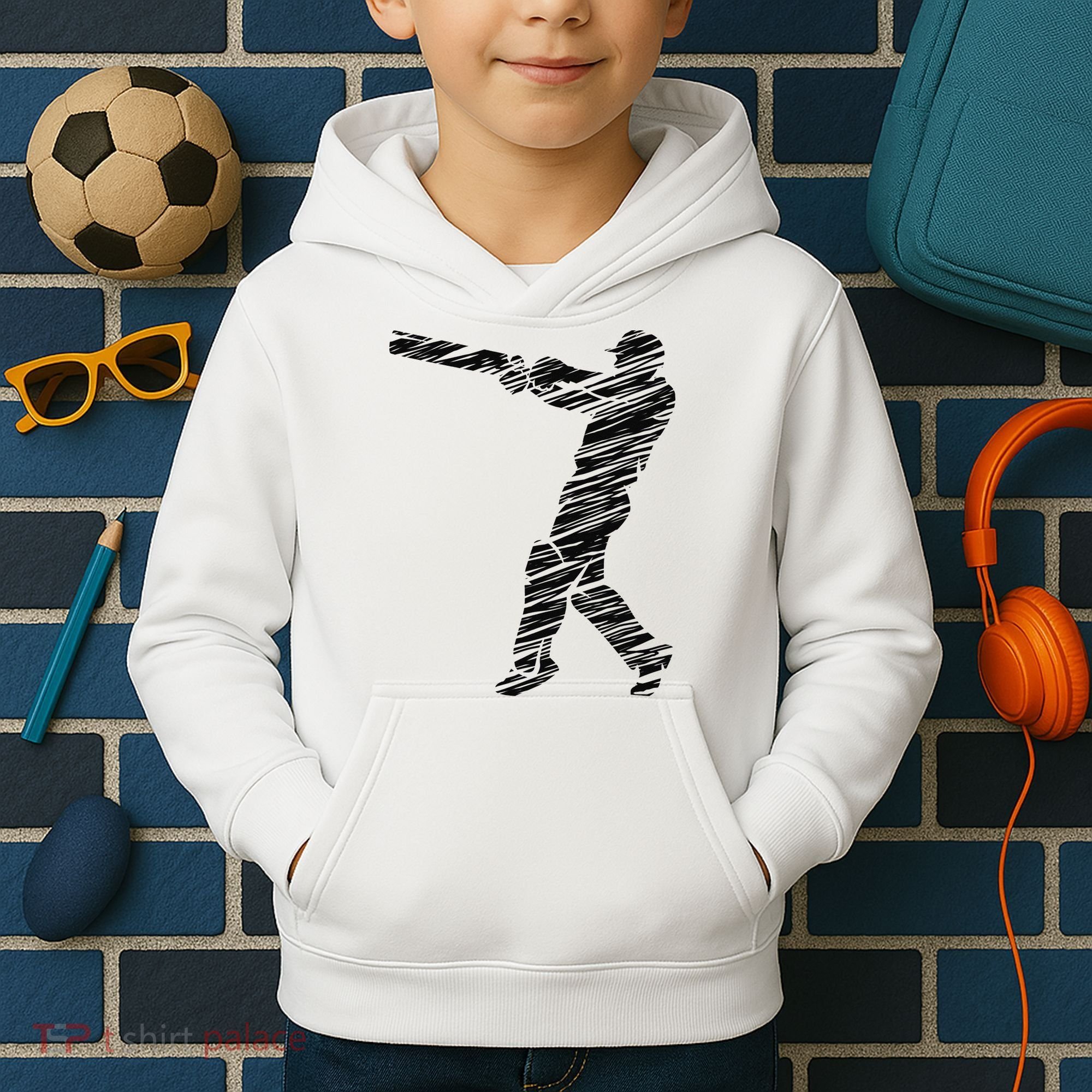 Cricketer Cricketing Bat And Ball Sport Retro Cricket Player Kids Hoodie