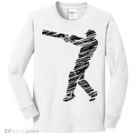 Cricketer Cricketing Bat And Ball Sport Retro Cricket Player Kids Long Sleeve Shirt thumb 0