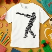 Cricketer Cricketing Bat And Ball Sport Retro Cricket Player Kids T-Shirt thumb 3