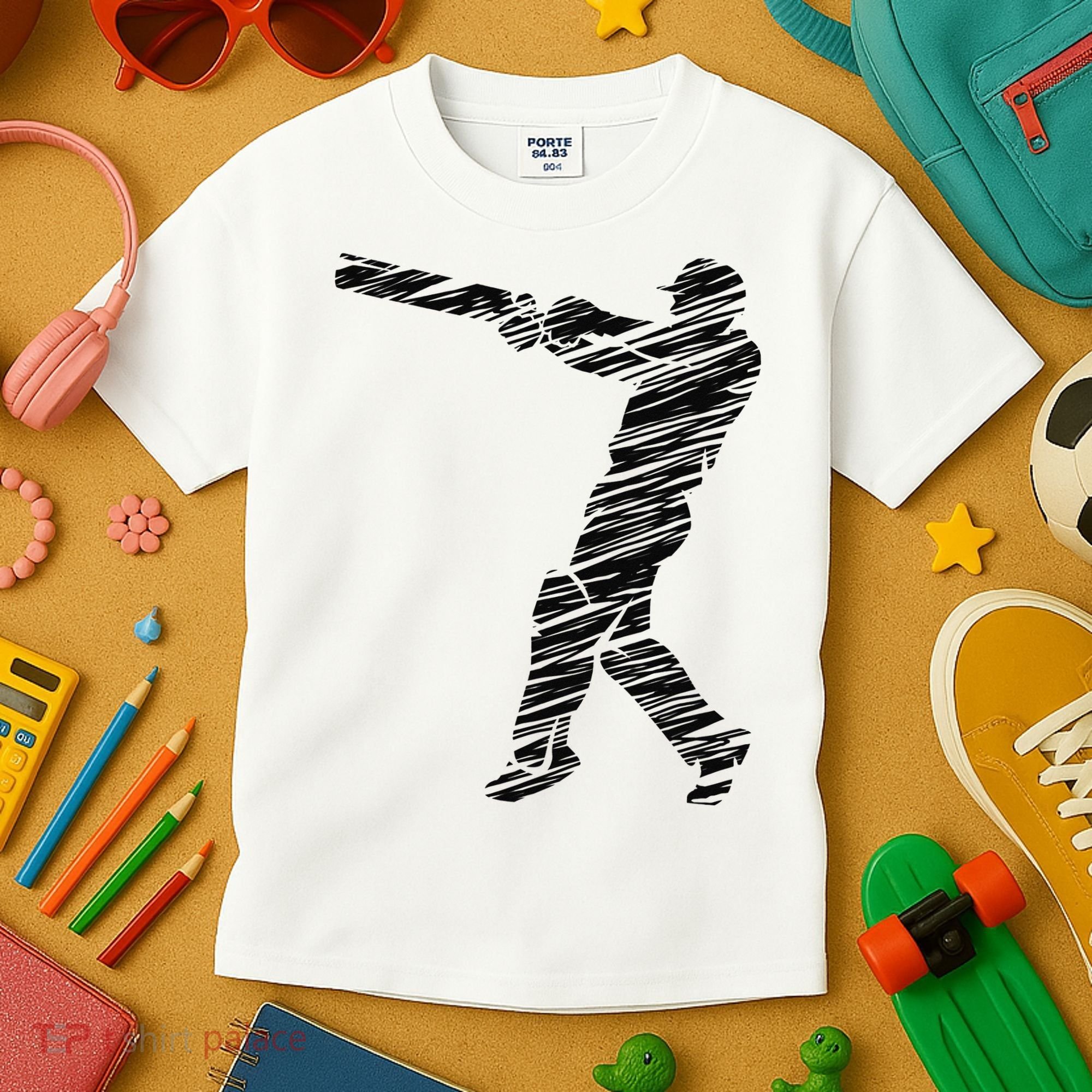 Cricketer Cricketing Bat And Ball Sport Retro Cricket Player Kids T-Shirt