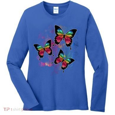 Colorful Cute Butterfly Gift Butterflies Gift Women's Long Sleeve Shirt