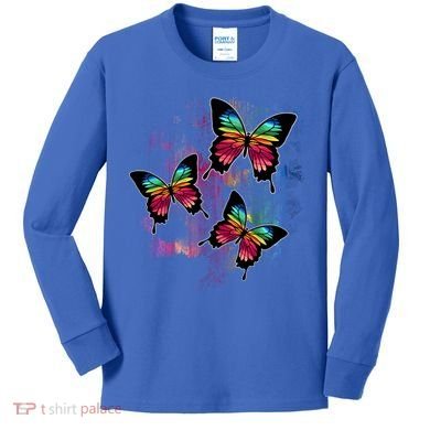 Colorful Cute Butterfly Gift Butterflies Gift Kids Long Sleeve Shirt