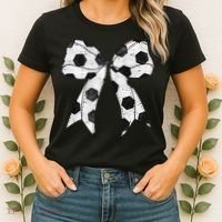 Cute Coquette Bow Funny Game Day Soccer Mom Life Team Sports Gift Women's T-Shirt thumb 2