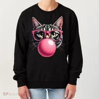 Cute Cat Blowing Bubble Gum Women's Sweatshirt thumb 0