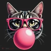 Cute Cat Blowing Bubble Gum Women's Sweatshirt thumb 2