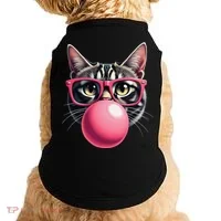 Cute Cat Blowing Bubble Gum Doggie Tank thumb 0