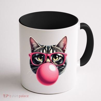 Cute Cat Blowing Bubble Gum Coffee Mug back