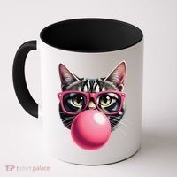 Cute Cat Blowing Bubble Gum Coffee Mug thumb 0