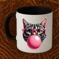 Cute Cat Blowing Bubble Gum Coffee Mug thumb 2