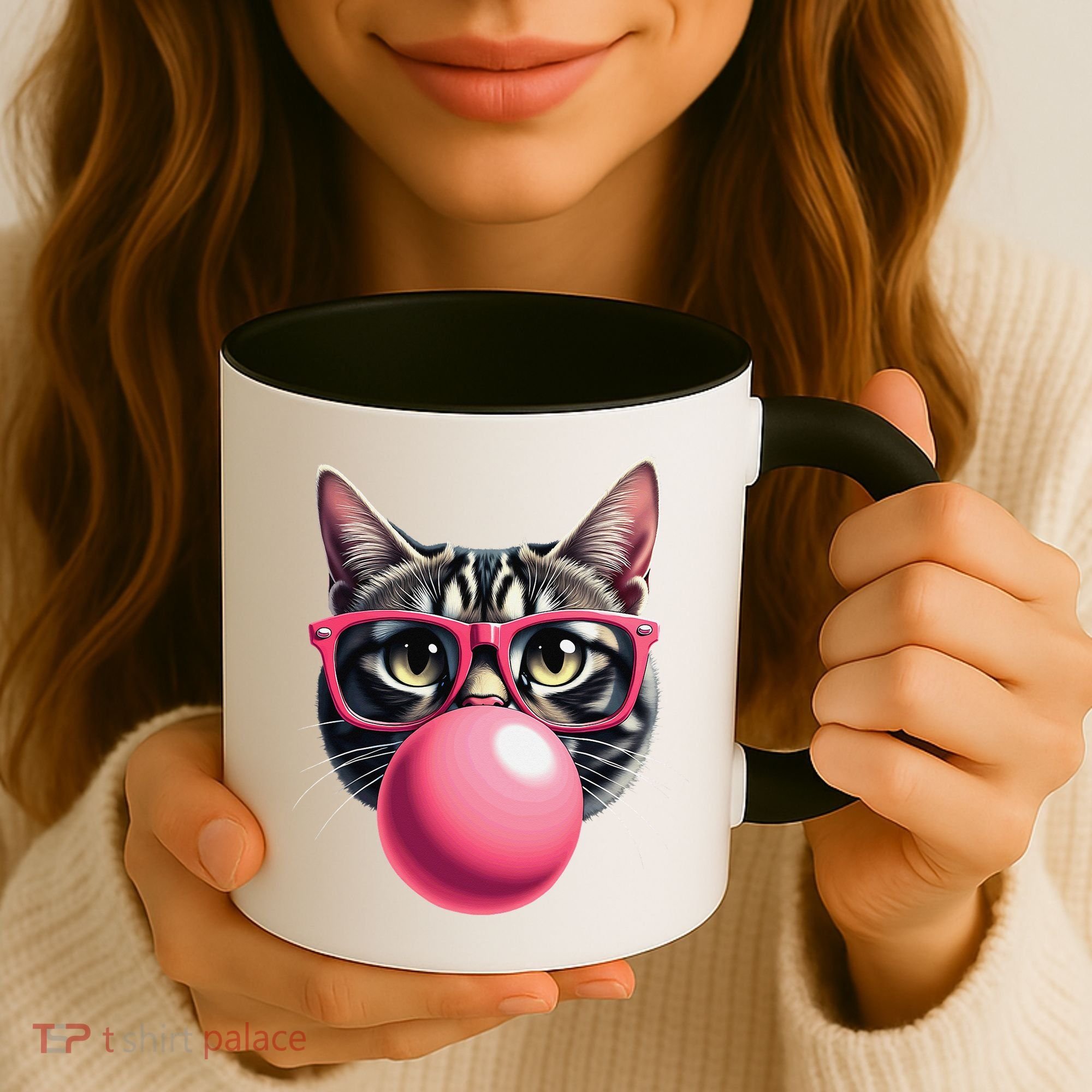Cute Cat Blowing Bubble Gum Coffee Mug