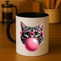 Cute Cat Blowing Bubble Gum Coffee Mug thumb 4