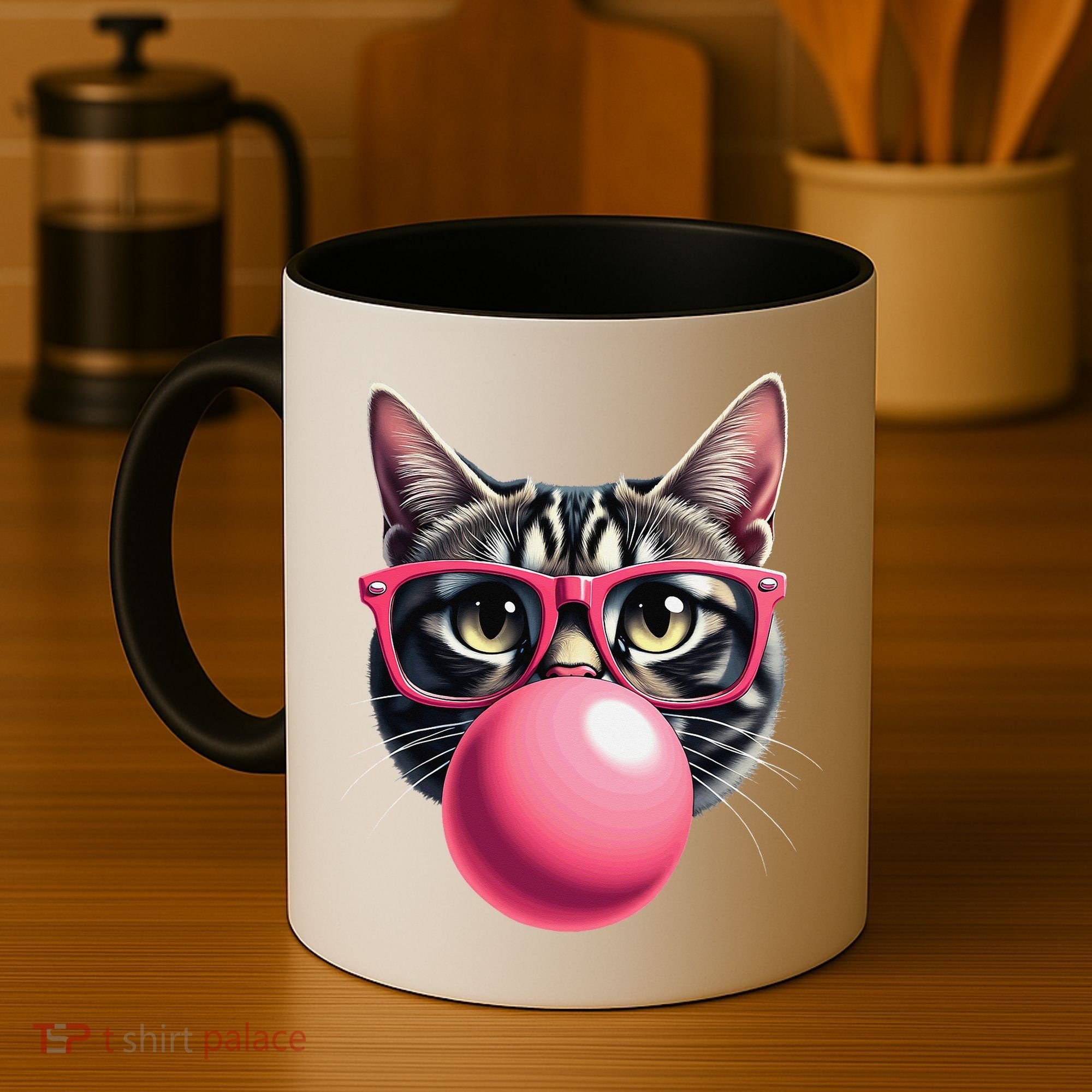 Cute Cat Blowing Bubble Gum Coffee Mug