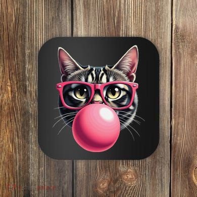 Cute Cat Blowing Bubble Gum Coaster