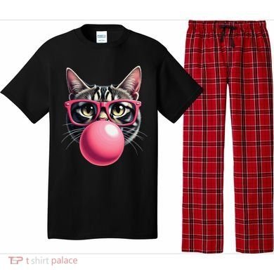 Cute Cat Blowing Bubble Gum Pajama Set
