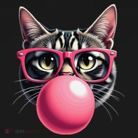 Cute Cat Blowing Bubble Gum Pajama Set thumb 2