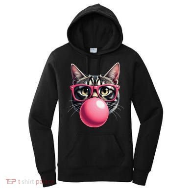 Cute Cat Blowing Bubble Gum Women's Hoodie