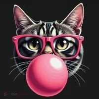 Cute Cat Blowing Bubble Gum Women's Hoodie thumb 2