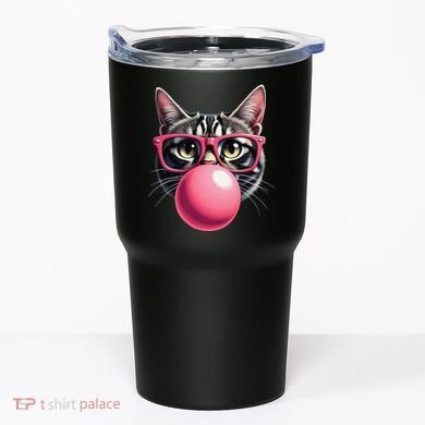 Cute Cat Blowing Bubble Gum Tumbler