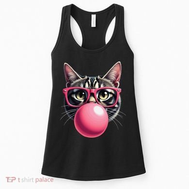 Cute Cat Blowing Bubble Gum Women's Tank Top