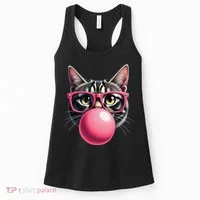 Cute Cat Blowing Bubble Gum Women's Tank Top thumb 0