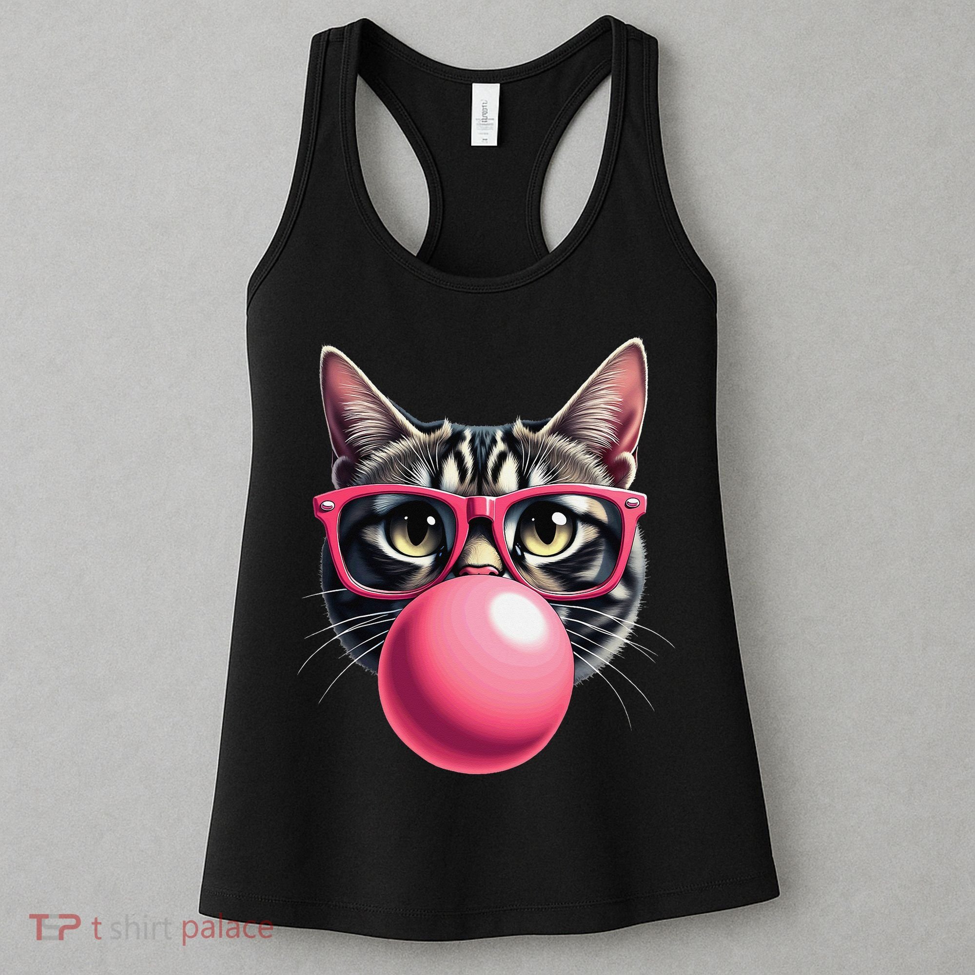 Cute Cat Blowing Bubble Gum Women's Tank Top