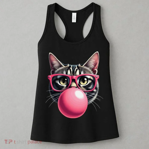 Cute Cat Blowing Bubble Gum Women's Tank Top